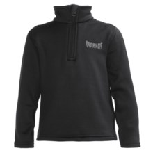 Marker Active Fleece Shirt - Mock Zip Neck, Long Sleeve (For Little Kids) in Black - Closeouts