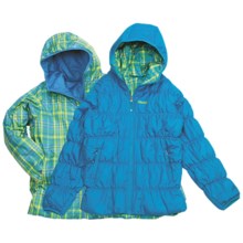 Marmot Luna Jacket - Insulated, Reversible (For Girls) in Blue Jewel/Buttercup Plaid - Closeouts