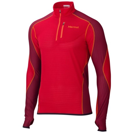 Marmot Thermo Polartec® Power Dry® Pullover - Zip Neck, Long Sleeve (For Men) in Team Red/Brick 