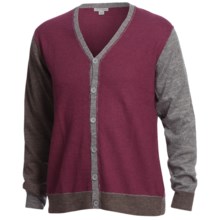 Martin Gordon Color-Block Cardigan Sweater - Wool, V-Neck (For Men) in Wine - Closeouts
