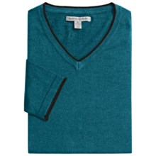 Martin Gordon Cotton-Cashmere Sweater - V-Neck (For Men) in Sea Azure - Closeouts