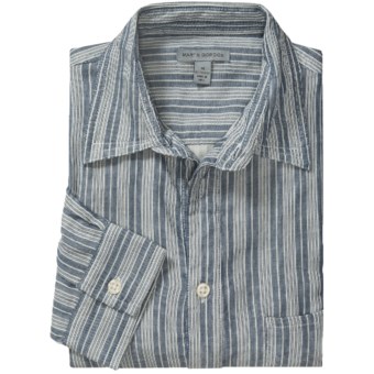 Martin Gordon Cotton Stripe Shirt - Long Sleeve (For Men) in Indigo/White