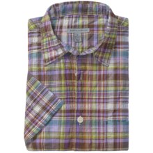 Martin Gordon Crinkle Cotton Plaid Shirt - Short Sleeve (For Men) in Purple - Closeouts