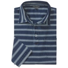 Martin Gordon Horizontal Stripe Polo Shirt - Long Sleeve (For Men) in Indigo Stripe - Closeouts