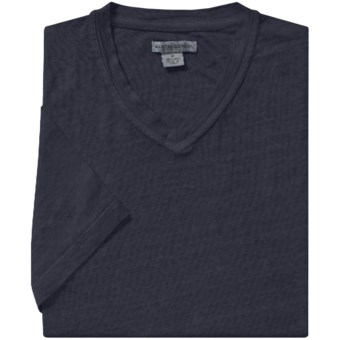 Martin Gordon Linen T-Shirt - V-Neck, Short Sleeve (For Men) in Blue Steel