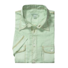 Martin Gordon Pigment- Dyed Linen Shirt - Short Sleeve (For Men) in Mist Green - Closeouts