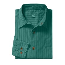 Martin Gordon Subtle Stripe Sport Shirt - Pigment-Dyed Corduroy, Long Sleeve (For Men) in Teal - Closeouts