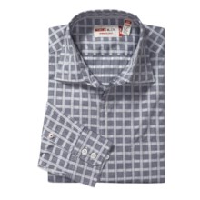 Mason's Check Trim Fit Sport Shirt - Cotton, Long Sleeve (For Men) in Denim/White - Closeouts