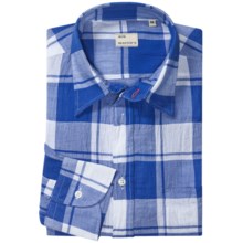 Mason’s Italian Cotton Plaid Sport Shirt - Long Sleeve (For Men) in Blue Plaid - Closeouts