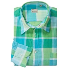 Mason’s Italian Cotton Plaid Sport Shirt - Long Sleeve (For Men) in Mint Plaid - Closeouts