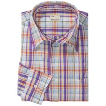 Mason’s Italian Cotton Plaid Sport Shirt - Long Sleeve (For Men) in Purple/Orange Plaid - Closeouts