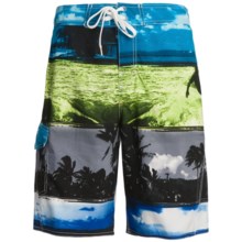 Maui Waves Print E-Board Shorts (For Men) in Yellow Surf - Closeouts