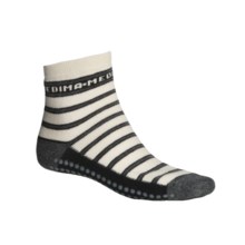 Medima Comfort Slipper Socks - Midweight, Wool-Angora (For Men and Women) in Grey Stripe - Closeouts