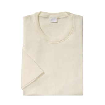 Medima Merino Wool-Angora Shirt - Extra Long, Lightweight, Short Sleeve (For Men) in White