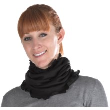 Medima Wool-Angora Ruffled Neck Band (For Women) in Black - Closeouts