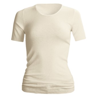 Medima Wool-Angora Shirt - Lightweight, Short Sleeve (For Women) in White