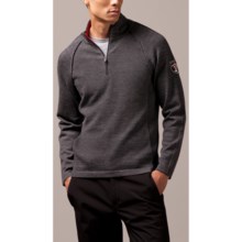 Meister JP Cable Detail Sweater - Zip Neck, Wool Rich (For Men) in Charcoal/Chili - Closeouts