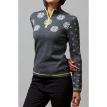 Meister Sonia Sweater - Wool Blend, Zip Neck (For Women) in Charcoal Heather/Lime - Closeouts