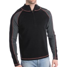 Meister Trey Sweater - Stretch Wool, Zip Neck (For Men) in Black/Charcoal/Red - Closeouts