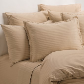 Melange Home Dobby Stripe Standard Pillowcases - Pair, 430 Thread Count in Latte