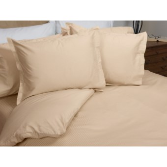 Melange Home Narrow Dobby Stripe Duvet Set - King, 400 TC in Latte