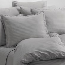 Melange Home Wide Dobby Stripe Duvet Set - Full-Queen, 400 TC in Stone - Overstock