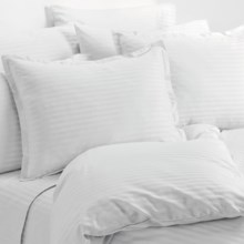 Melange Home Wide Dobby Stripe Duvet Set - Full-Queen, 400 TC in White - Overstock