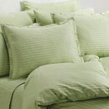 Melange Home Wide Dobby Stripe Duvet Set - King, 400 TC in Honey Dew - Overstock
