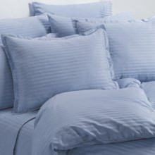 Melange Home Wide Dobby Stripe Duvet Set - Twin, 400 TC in Blue - Overstock