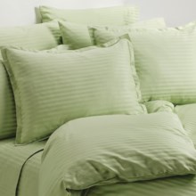 Melange Home Wide Dobby Stripe Duvet Set - Twin, 400 TC in Honey Dew - Overstock