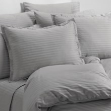 Melange Home Wide Dobby Stripe Duvet Set - Twin, 400 TC in Stone - Overstock