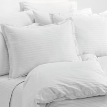 Melange Home Wide Dobby Stripe Duvet Set - Twin, 400 TC in White - Overstock