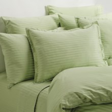 Melange Home Wide Dobby Stripe Sheet Set - Queen, 400 TC in Honey Dew - Overstock