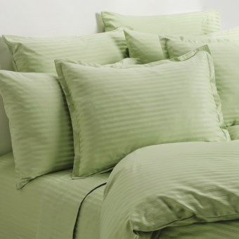 Melange Home Wide Dobby Stripe Sheet Set - Queen, 400 TC in Honey Dew