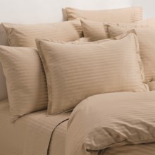 Melange Home Wide Dobby Stripe Sheet Set - Queen, 400 TC in Latte - Overstock