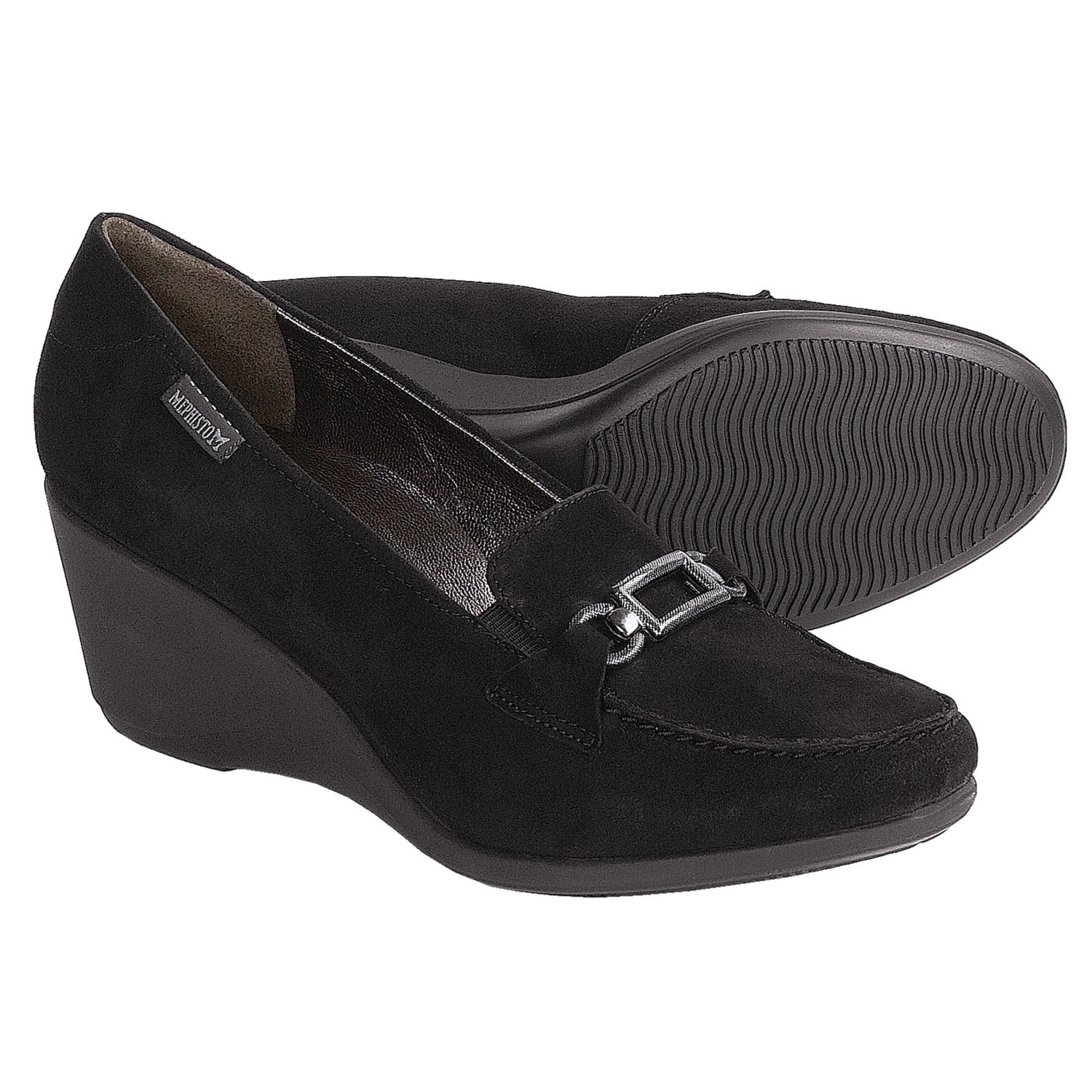 Black Suede Wedge Heel Shoes