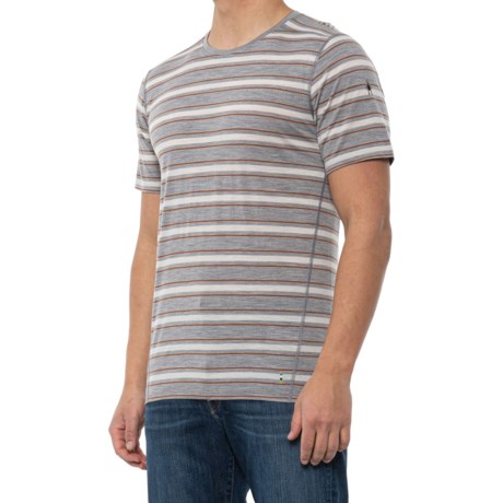 SmartWool Merino 150 Base Layer Top - Merino Wool, Short Sleeve (For Men) - LIGHT GRAY HEATHER STRIPE (S )