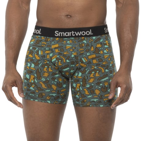 SmartWool Merino 150 Print Boxer Briefs - Merino Wool (For Men) - PINE GRAY BALABAR PRINT (XL )