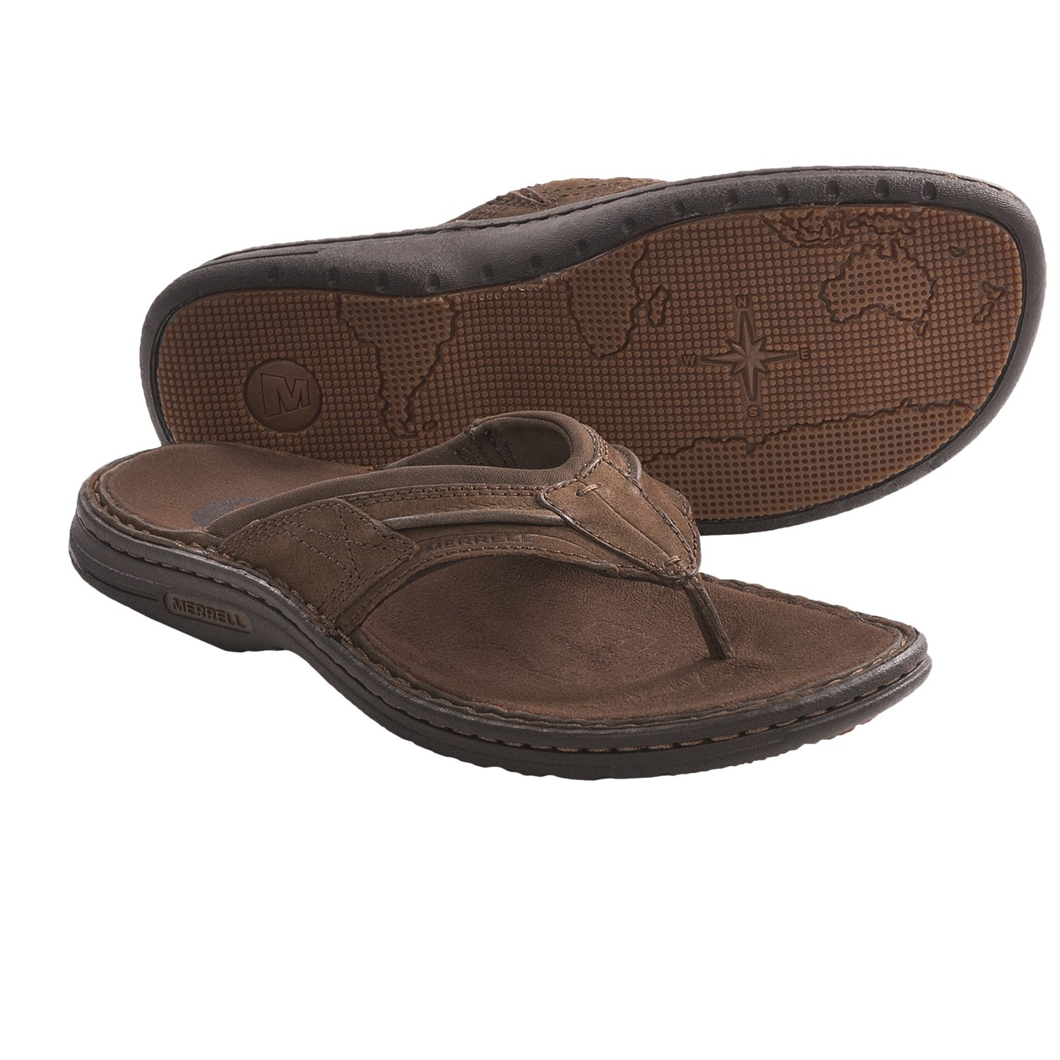 ... World Nomad Sandals - Leather, Flip-Flops (For Men) in Black Slate