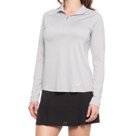 Adidas Mesh Zip Neck Golf Shirt - UPF 50+, Long Sleeve (For Women) - GREY 2 (2XL )