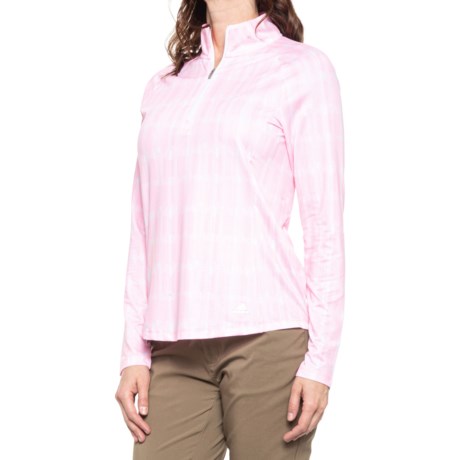 Adidas Mesh Zip Neck Golf Shirt - UPF 50+, Long Sleeve (For Women) - PINK PRINT (XL )