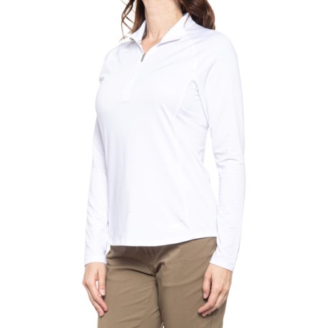 Adidas Mesh Zip Neck Golf Shirt - UPF 50+, Long Sleeve (For Women) - WHITE (XL )