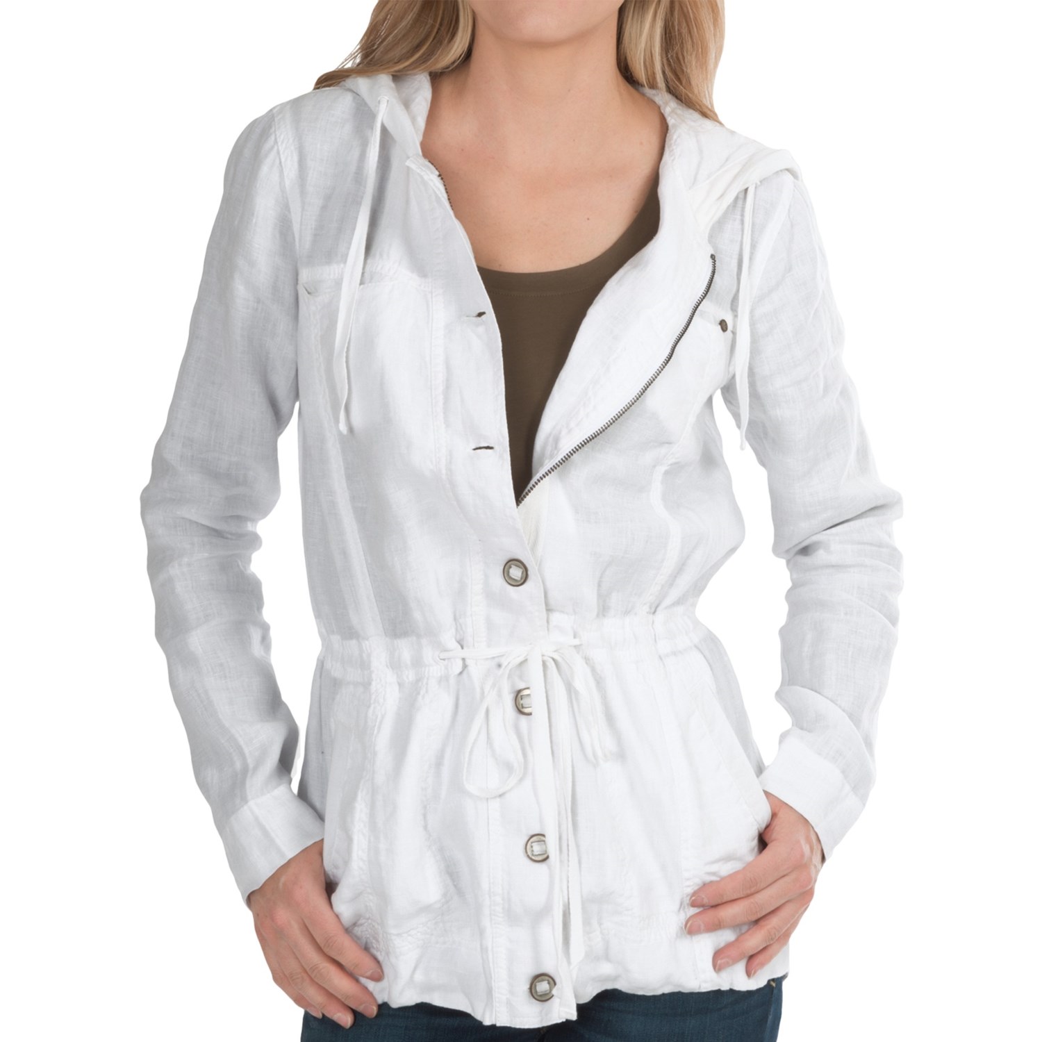 Michael Stars Linen Anorak Jacket (For Women) in White. Hover to zoom