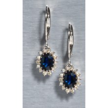 Millennium Creations Australian Sapphire Dangle Earrings - Marquis-Cut Diamond Border in Australian Sapphire/Sterling Silver - Closeouts