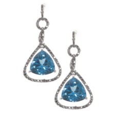 Millennium Creations Blue Topaz Earrings - 10K White Gold in Blue Topaz/Diamond/10K White Gold - Closeouts