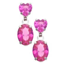 Millennium Creations Created Pink Sapphire Earrings - 10K White Gold in Cr Pink/10K Gold - Closeouts