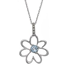 Millennium Creations Floral Aquamarine Necklace - 10K White Gold in Aquamarine/10K White Gold - Closeouts