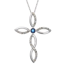 Millennium Creations Sapphire Cross Necklace - 10K White Gold in Australian Sapphire/10K White Gold - Closeouts