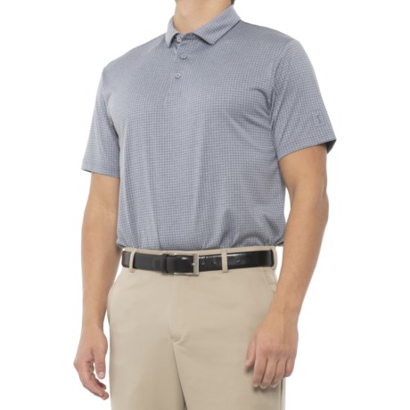 PGA Tour Mini Windowpane Golf Polo Shirt - Short Sleeve (For Men) - TRADEWINDS HEATHER (M )