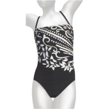 Miraclesuit Mixed Up Avanti Bandeau Swimsuit - 1-Piece, Underwire (For Women) in Black/White - Closeouts